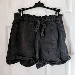 Aerie Black Paper Bag Tie Shorts